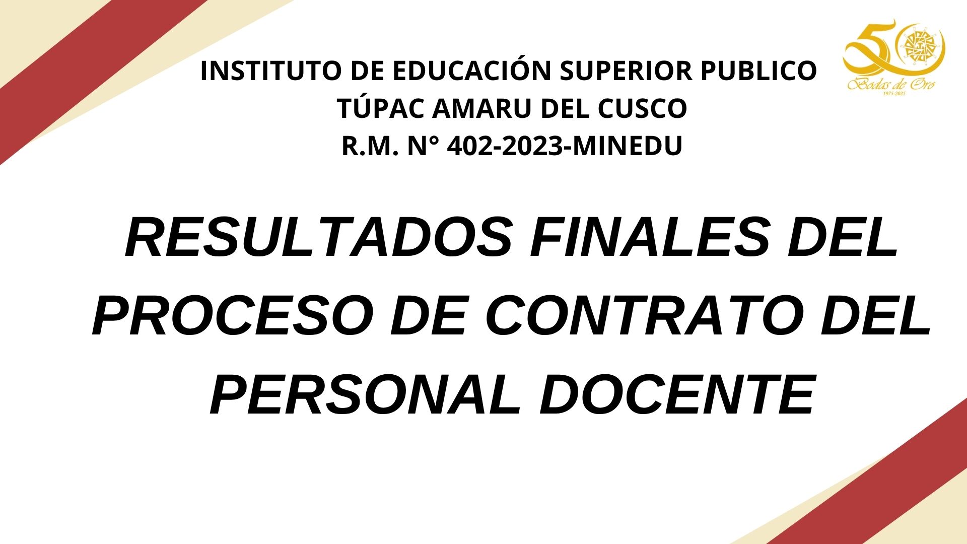 Resultados finales del proceos de contrata de docente